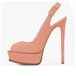 FSJ Coral Sexy Peep Toe Pumps Platform High Heels Slingback Sandals Dress Shoes